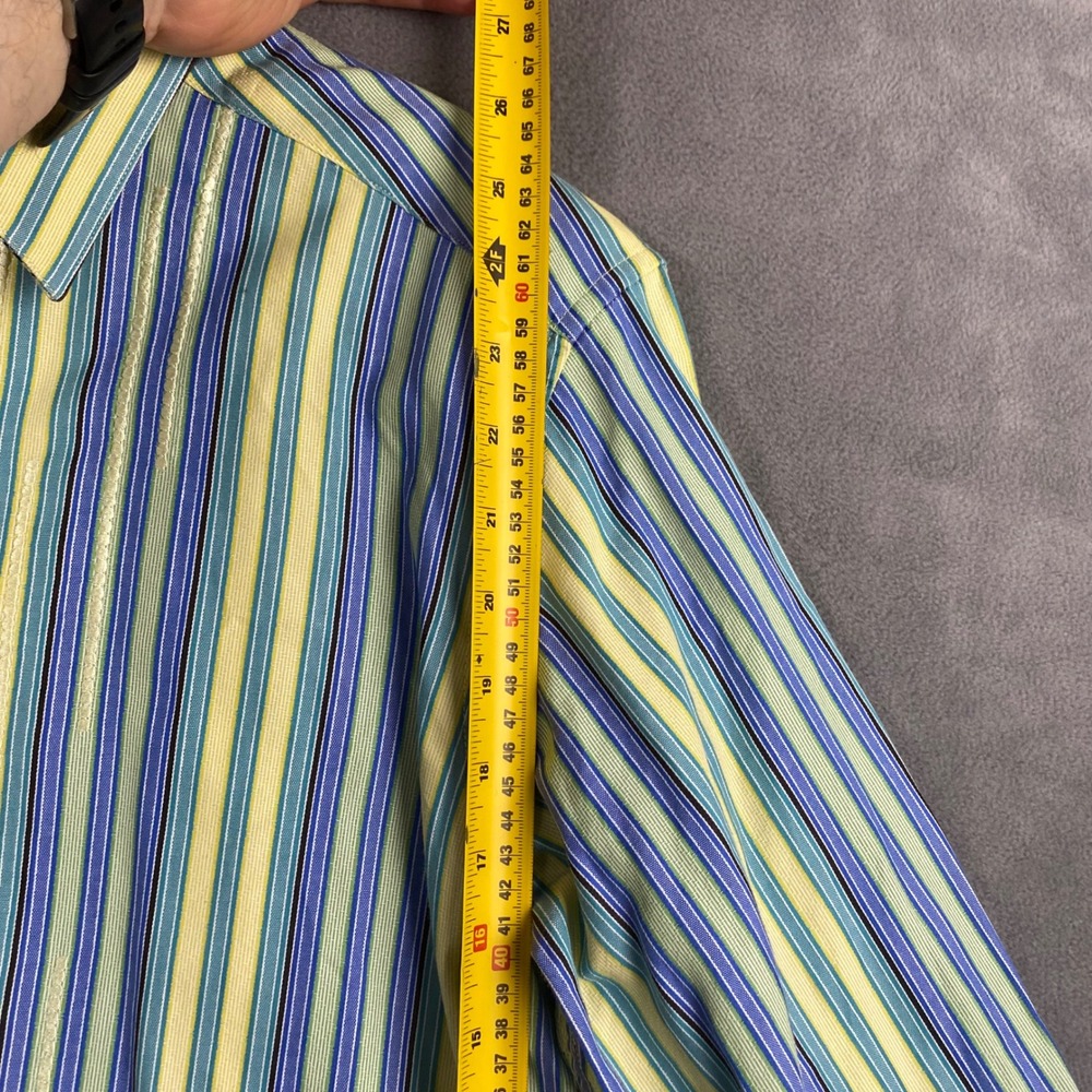 Robert Graham Mens Striped Button Down Shirt Blue Yellow Guitar Cuffs Size Small - Picture 7 of 10